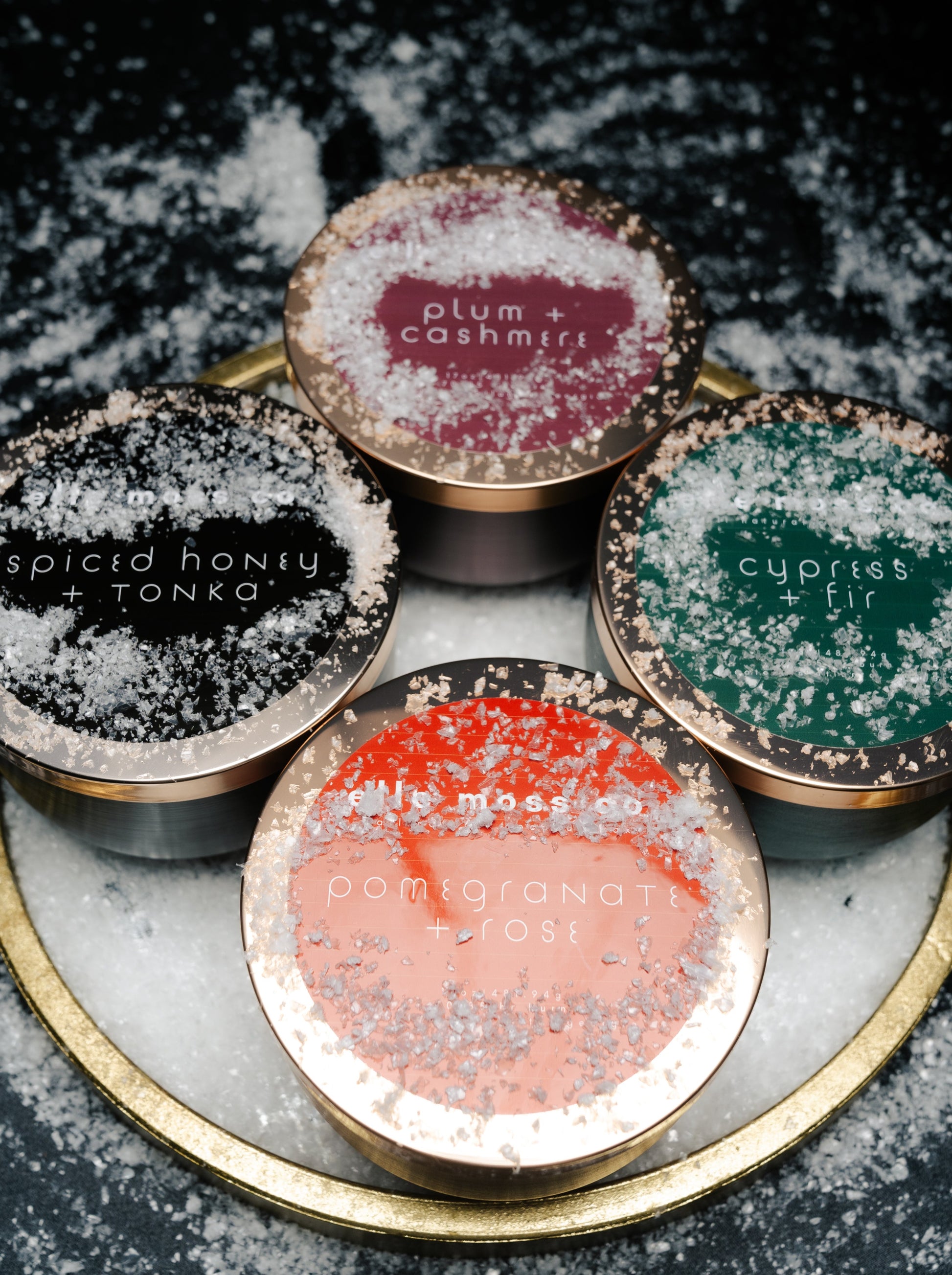 2023 holiday collection by elle moss, co. in coconut wax candles
