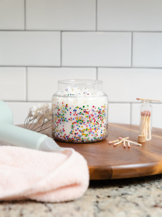vanilla buttercream + sprinkles custom candle
