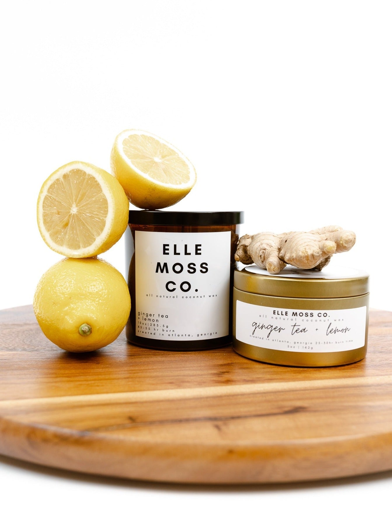 ginger tea + lemon 10oz all-natural coconut wax candle in the ktichen